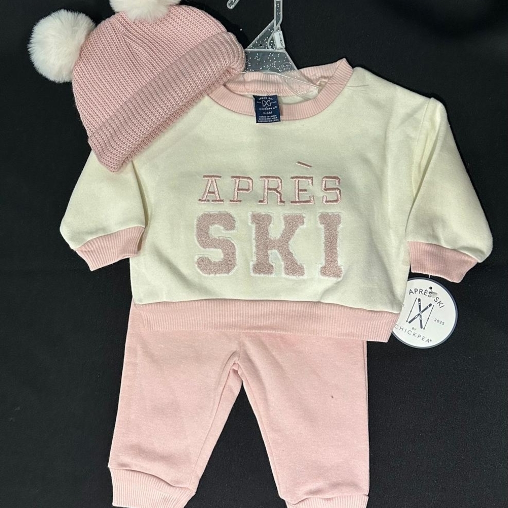 Chick Pea Après Ski Baby Set in Pink and Cream